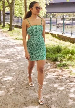 Even&Odd Strappy Open Waist Bodycon Mini Dress (Eo-Ss23-C130-Sp) / 802 - Black - Robe En Jersey - 602 - Green_001 - White