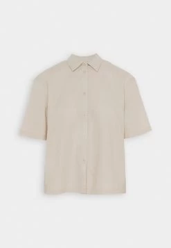 Even&Odd Linen-Mix Button Down Blouse - Chemisier - Beige -Pas Cher Mode Féminine Magasin 486e50f0eac444eca20faeb432b2978e