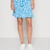 Even&Odd Mini Skirt With Volant - Jupe Trapèze - Light Blue/White