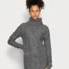 Even&Odd Rollkragen Mini Strickkleid - Robe Pull - Mottled Dark Grey