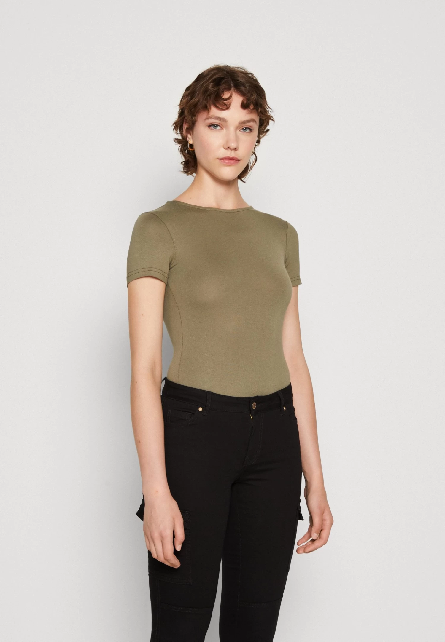 Even&Odd 2 Pack - T-Shirt Basique - White/Khaki 2 Even&Odd 2 Pack - T-Shirt Basique - White/Khaki – Image 2