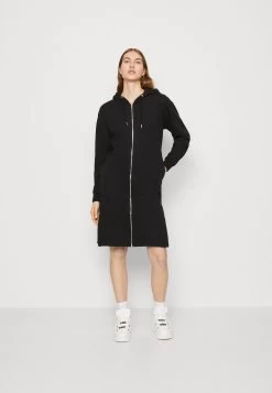 Even&Odd Extra Long Jacket - Sweat Zippé - Black