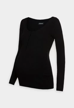 Nursing Button Placket - Pullover - Black
