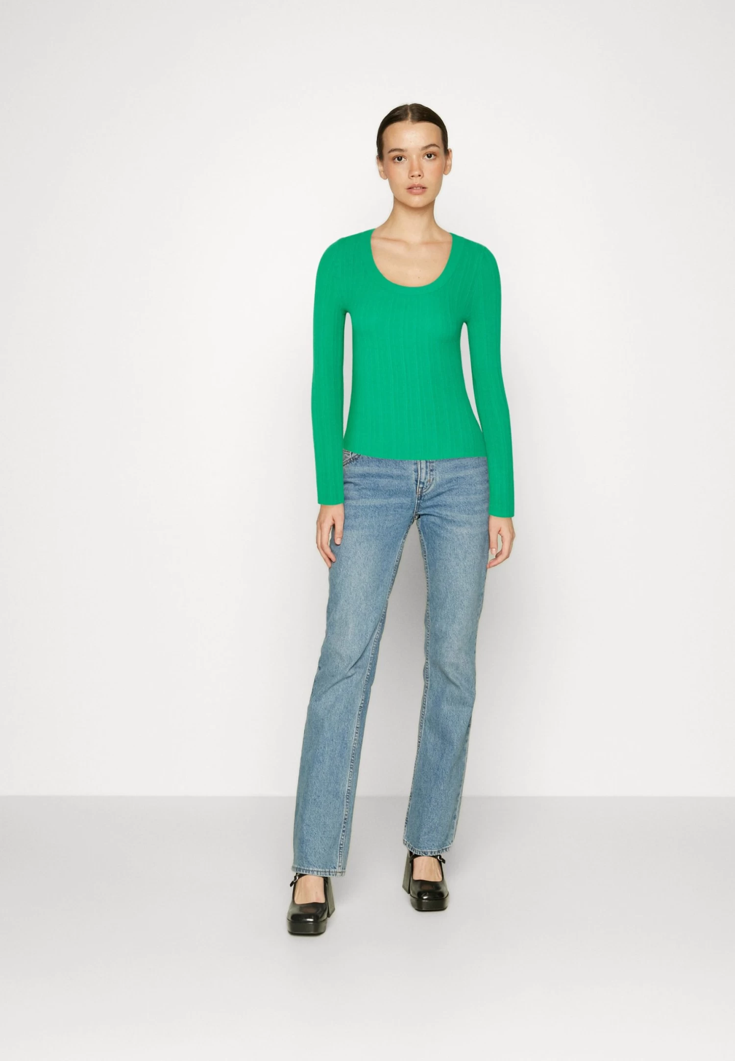 Even&Odd Ribbed - Variegated - Pullover - Green 2 Even&Odd Ribbed - Variegated - Pullover - Green – Image 2