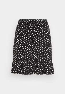 Even&Odd Mini Skirt With Volant - Jupe Trapèze - Black/White -Pas Cher Mode Féminine Magasin bd7fd1ad95854f88a1dda94dc4ff9636