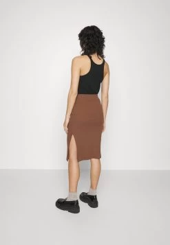 Pencil Skirt With Slit - Jupe Crayon - Brown -Pas Cher Mode Féminine Magasin c9fa84346b7f4a1b95726dee77e1027d